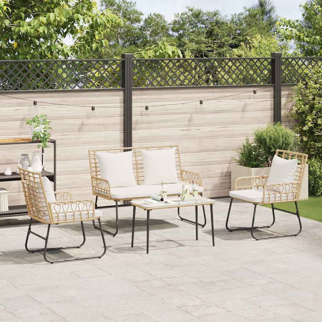 Garten Essgruppe 3 Stk. Braun und Creme Poly-Rattan