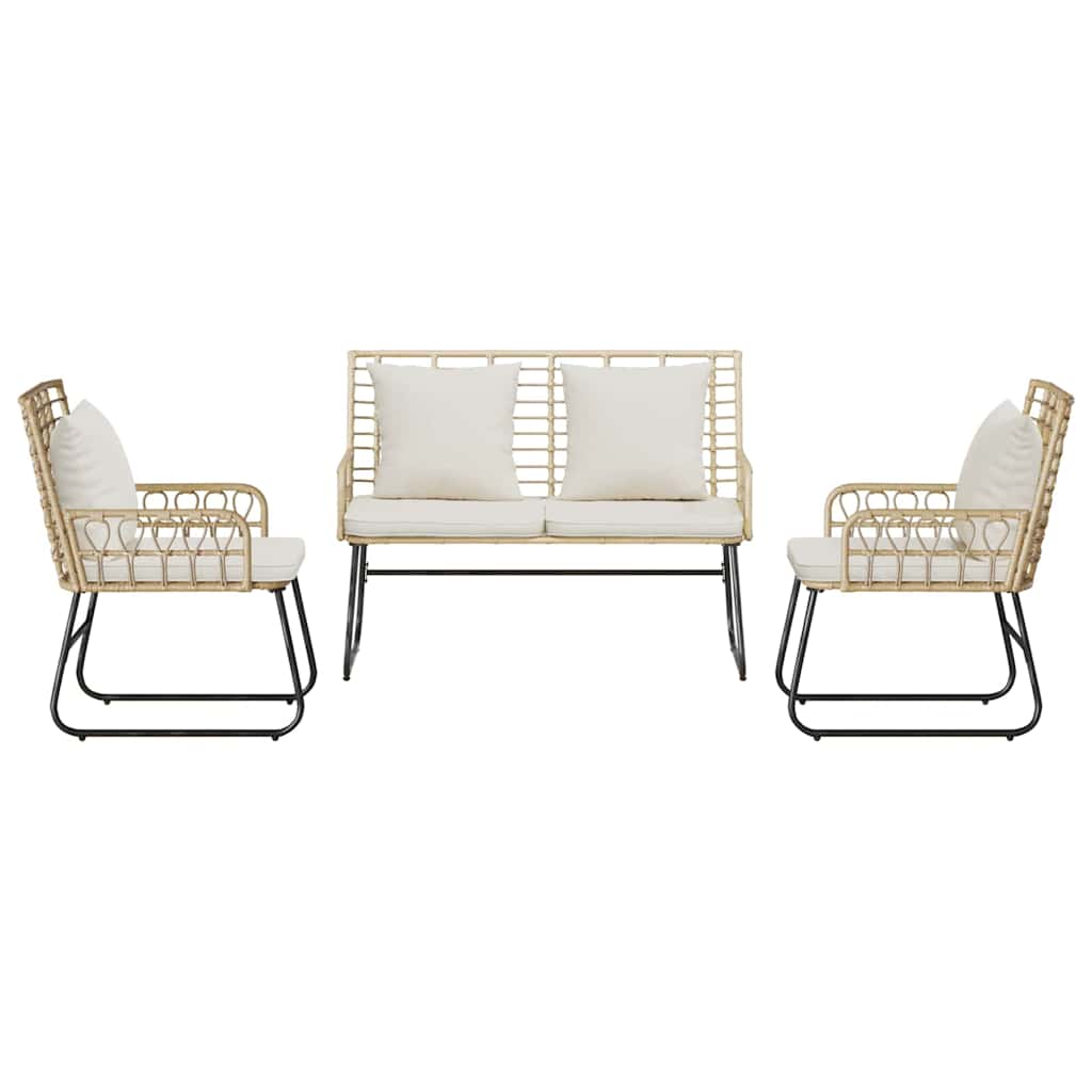 Garten Essgruppe 3 Stk. Braun und Creme Poly-Rattan