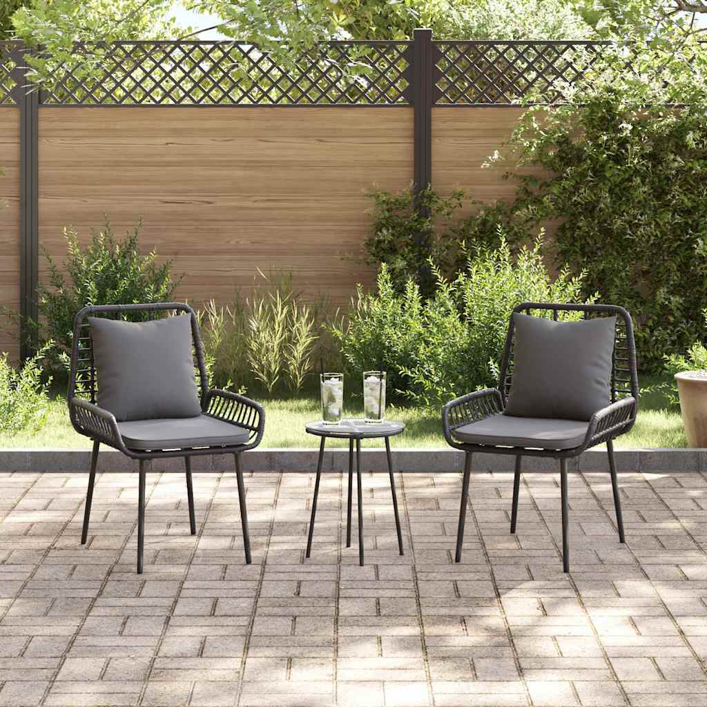 Garten Essgruppe 3 Stk. Schwarz und Anthrazit Poly-Rattan