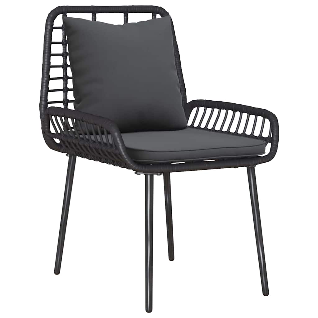 Garten Essgruppe 3 Stk. Schwarz und Anthrazit Poly-Rattan