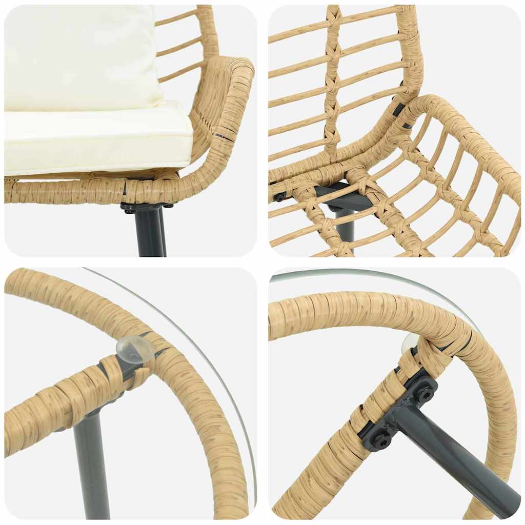 Garten Essgruppe 3 Stk. Braun und Creme Poly-Rattan