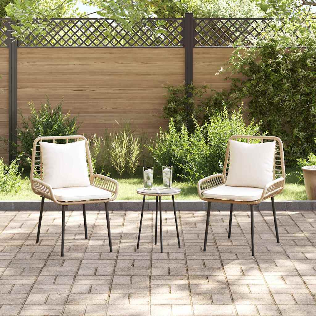 Garten Essgruppe 3 Stk. Braun und Creme Poly-Rattan