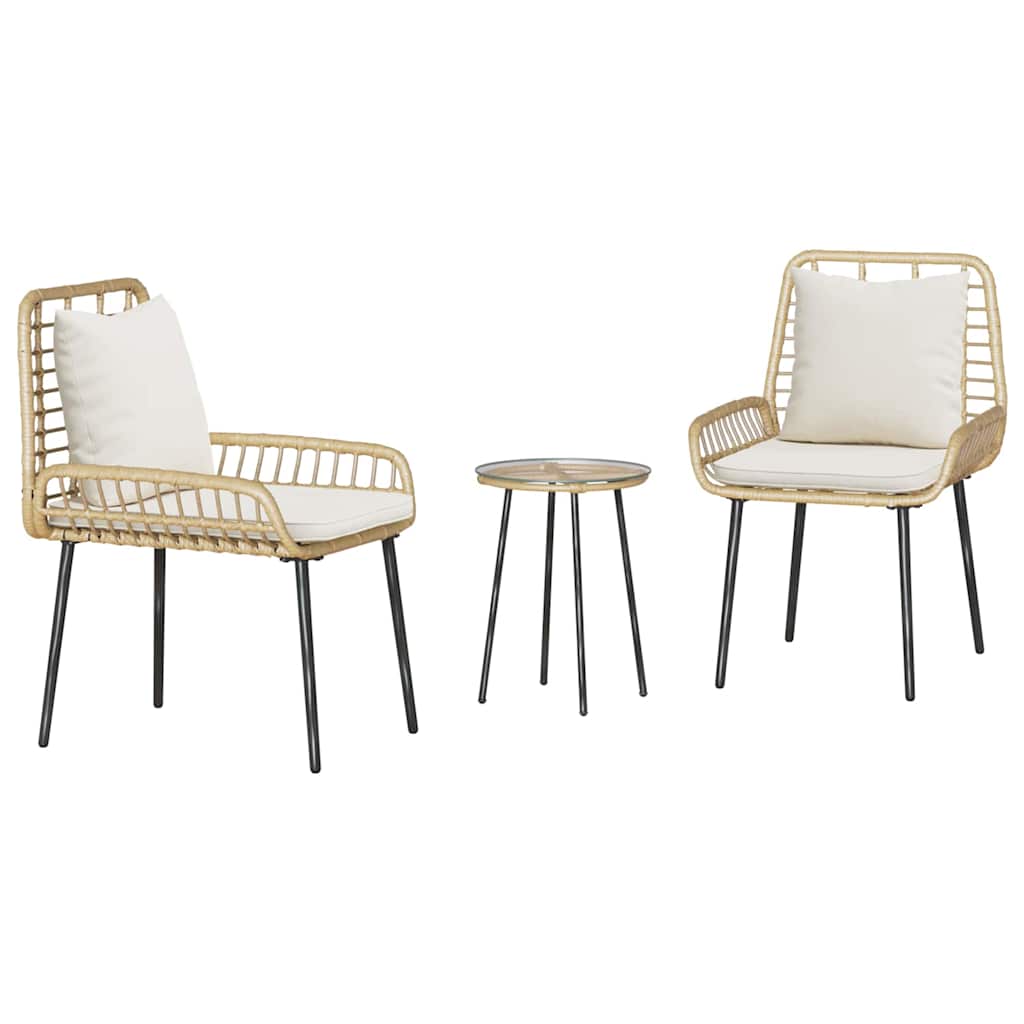 Garten Essgruppe 3 Stk. Braun und Creme Poly-Rattan