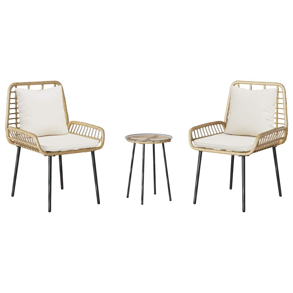 Garten Essgruppe 3 Stk. Braun und Creme Poly-Rattan