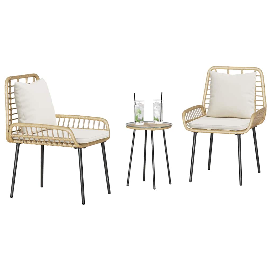 Garten Essgruppe 3 Stk. Braun und Creme Poly-Rattan