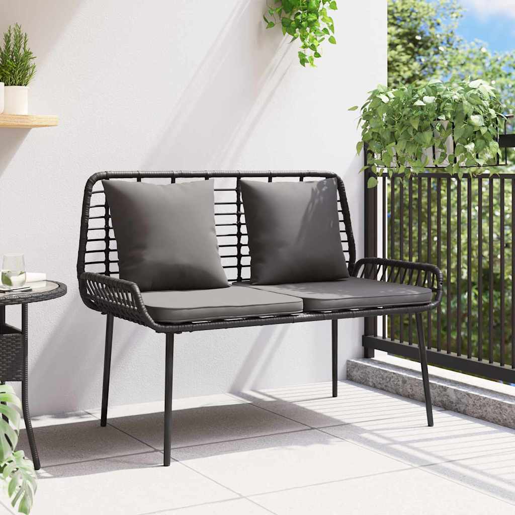 Gartenbank Schwarz und Anthrazit Poly-Rattan