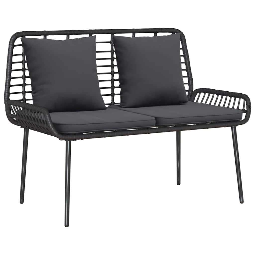 Gartenbank Schwarz und Anthrazit Poly-Rattan
