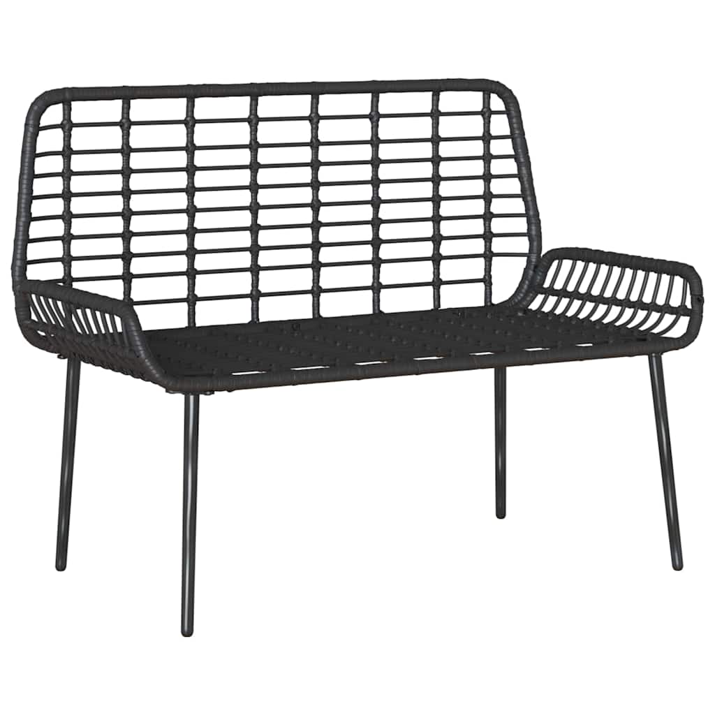 Gartenbank Schwarz und Anthrazit Poly-Rattan