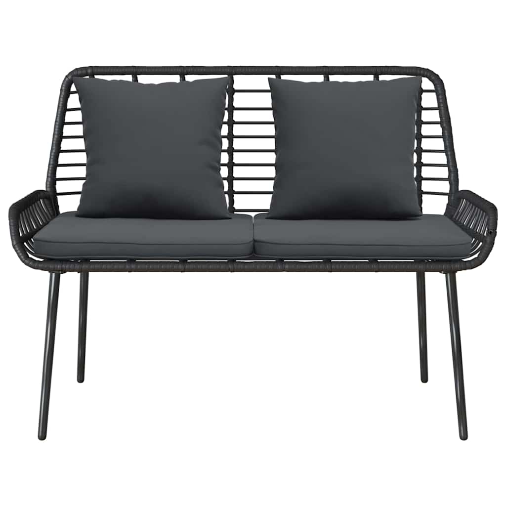 Gartenbank Schwarz und Anthrazit Poly-Rattan