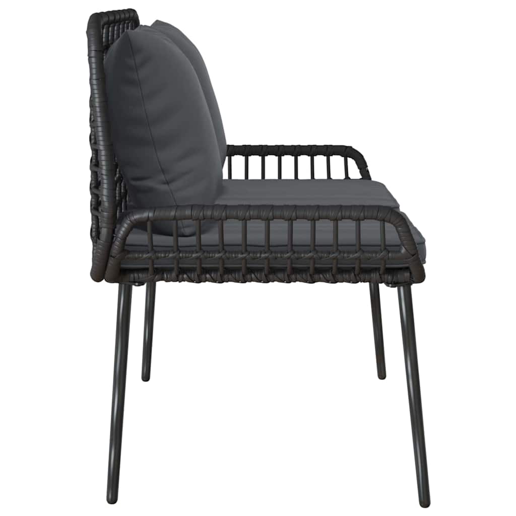 Gartenbank Schwarz und Anthrazit Poly-Rattan