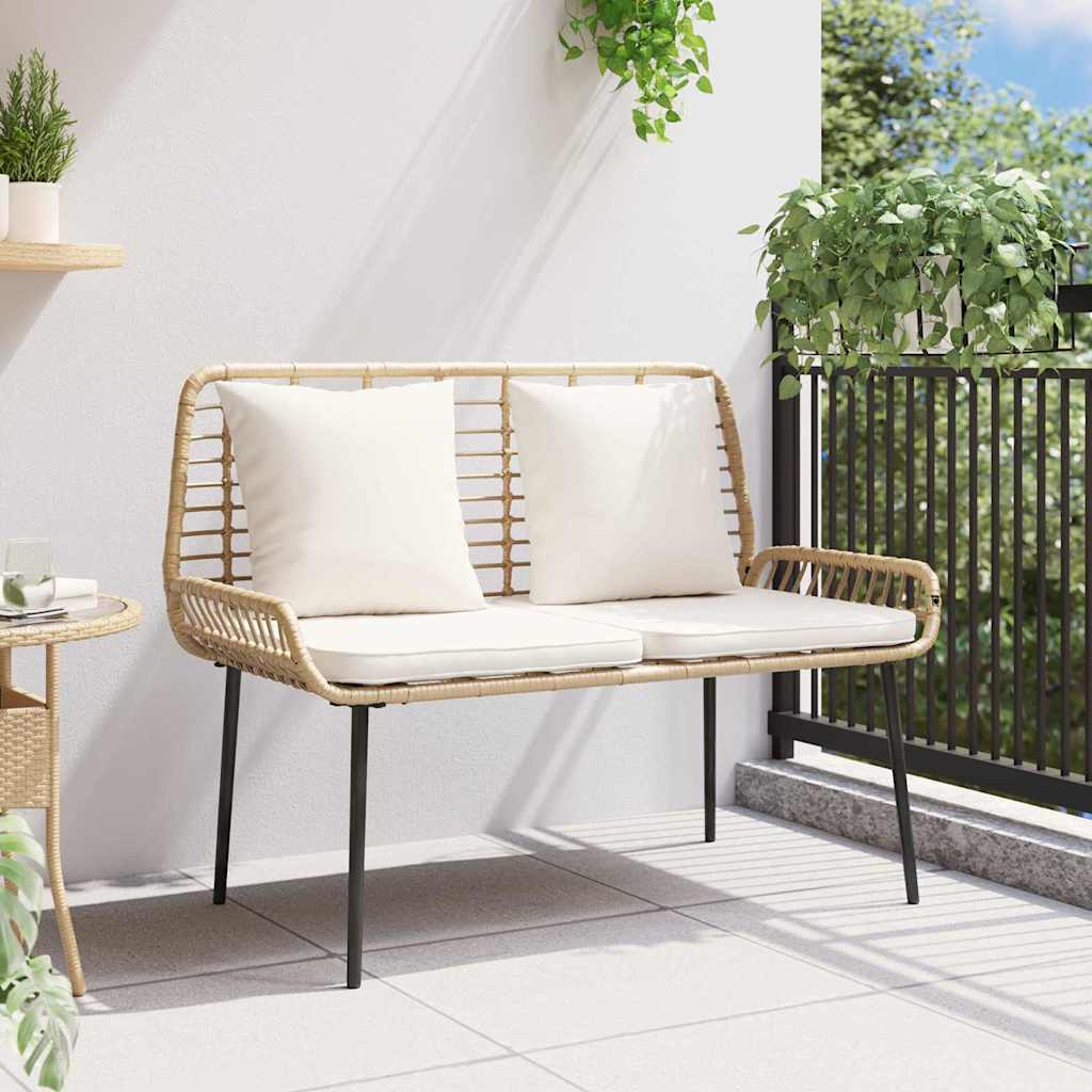 Gartenbank Braun und Creme Poly-Rattan