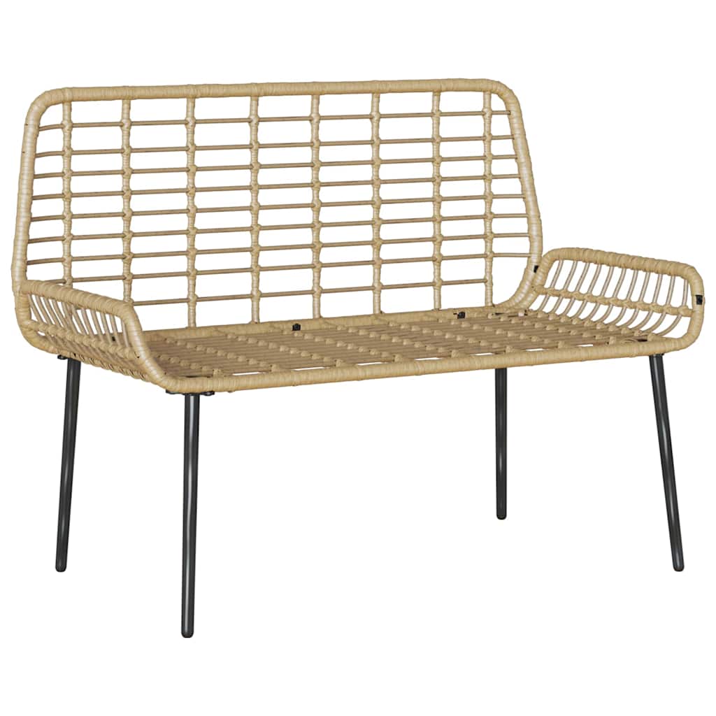 Gartenbank Braun und Creme Poly-Rattan