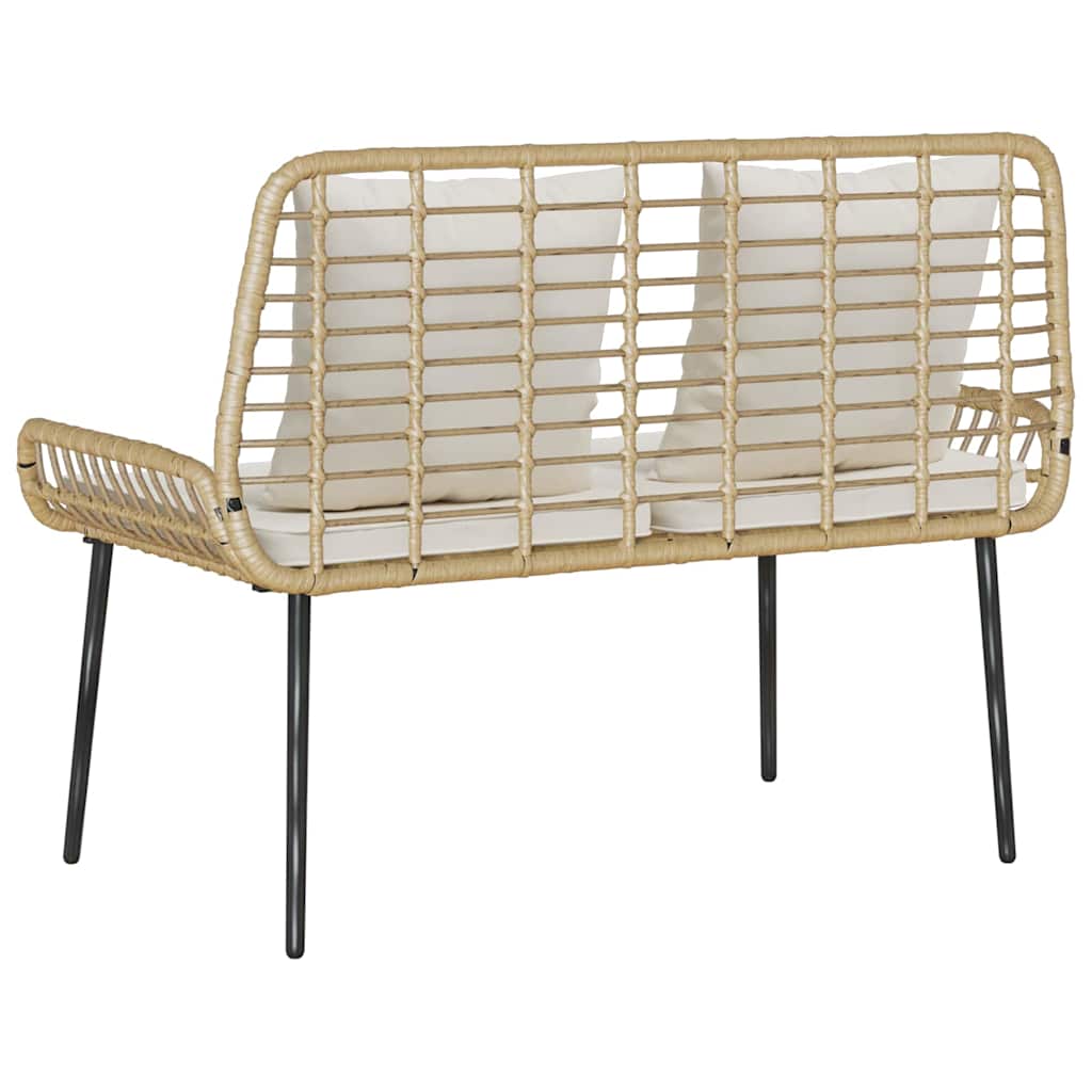 Gartenbank Braun und Creme Poly-Rattan