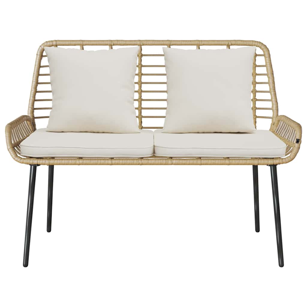 Gartenbank Braun und Creme Poly-Rattan