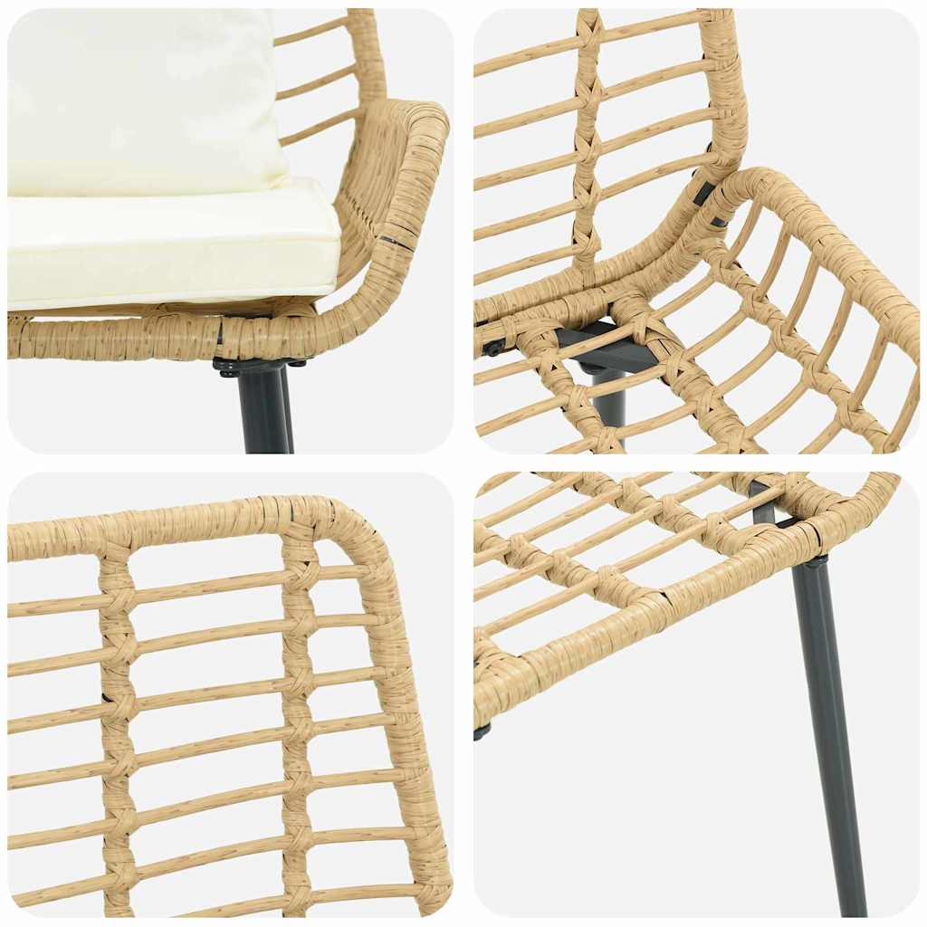 Garten Essgruppe 3 Stk. Braun und Creme Poly-Rattan