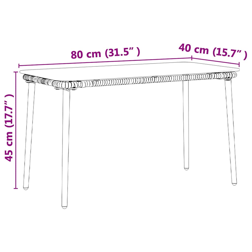 Gartentisch Natur 80 x 40 x 45 cm Poly-Rattan