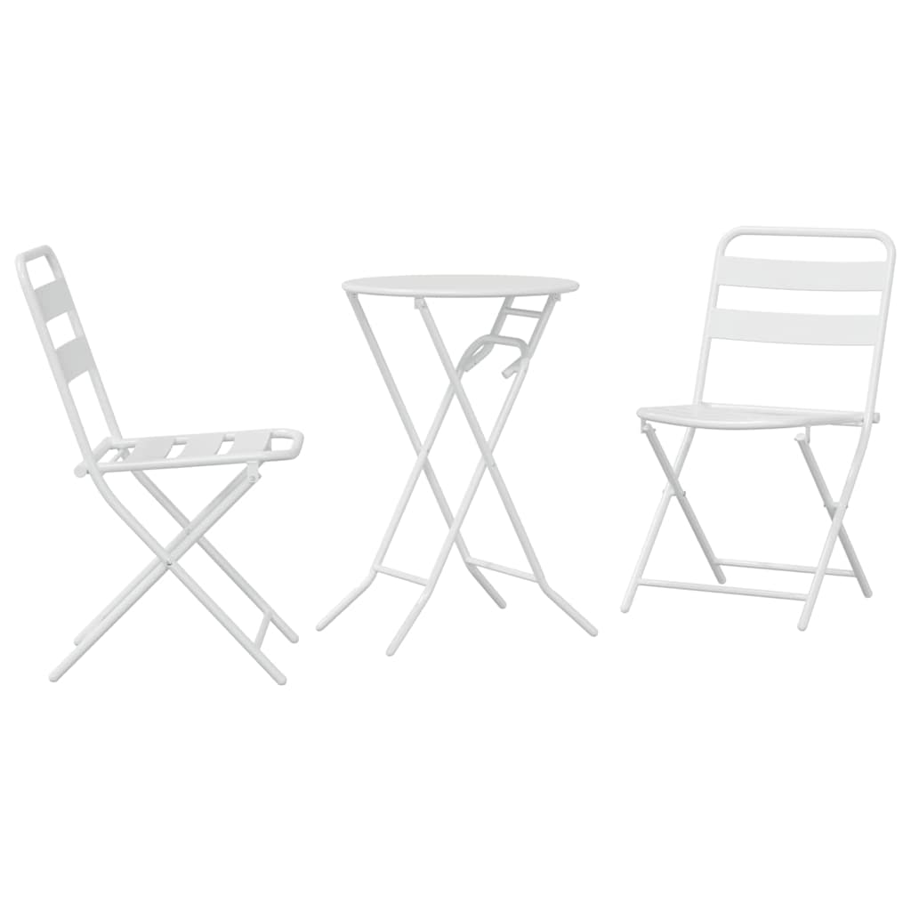 Garten Bistro Set 3 Stk. Weiß Stahl