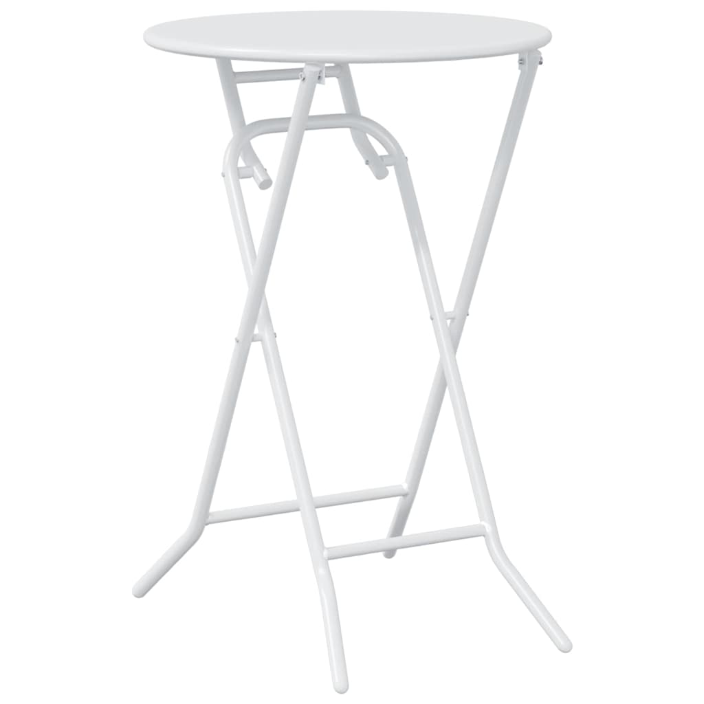 Garten Bistro Set 3 Stk. Weiß Stahl