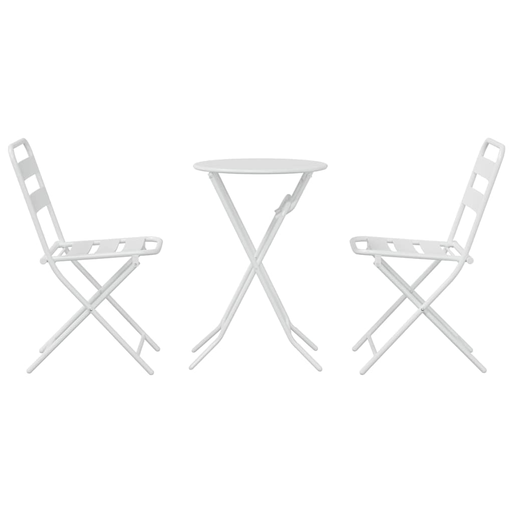 Garten Bistro Set 3 Stk. Weiß Stahl