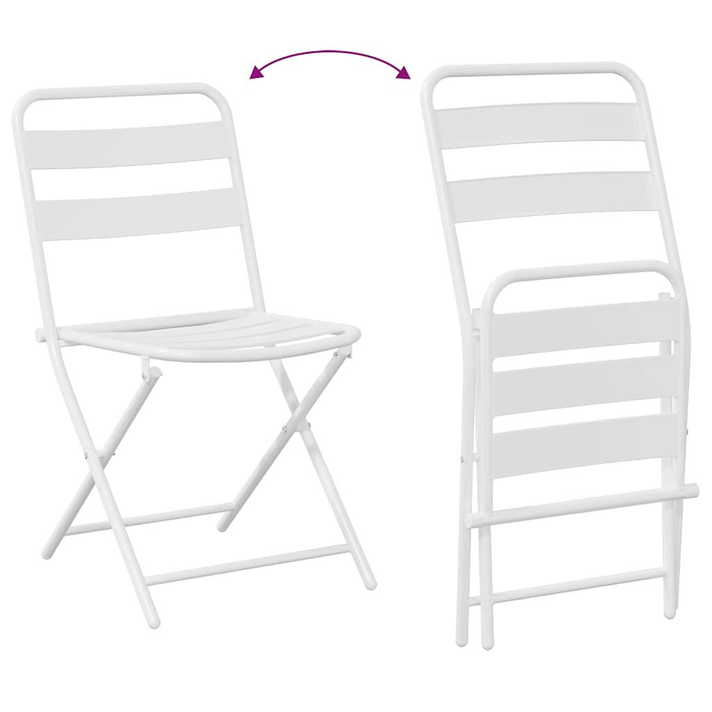 Garten Bistro Set 3 Stk. Weiß Stahl