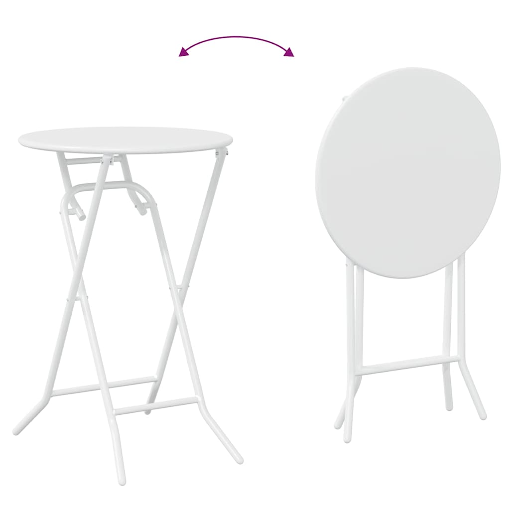Garten Bistro Set 3 Stk. Weiß Stahl