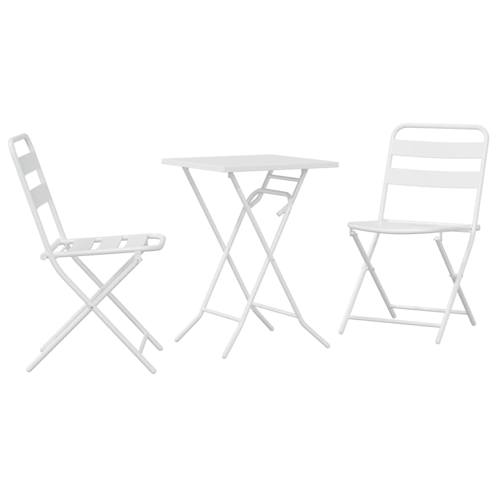 Garten Bistro Set 3 Stk. Weiß Stahl