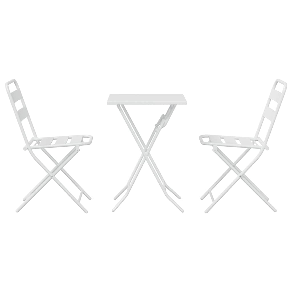 Garten Bistro Set 3 Stk. Weiß Stahl
