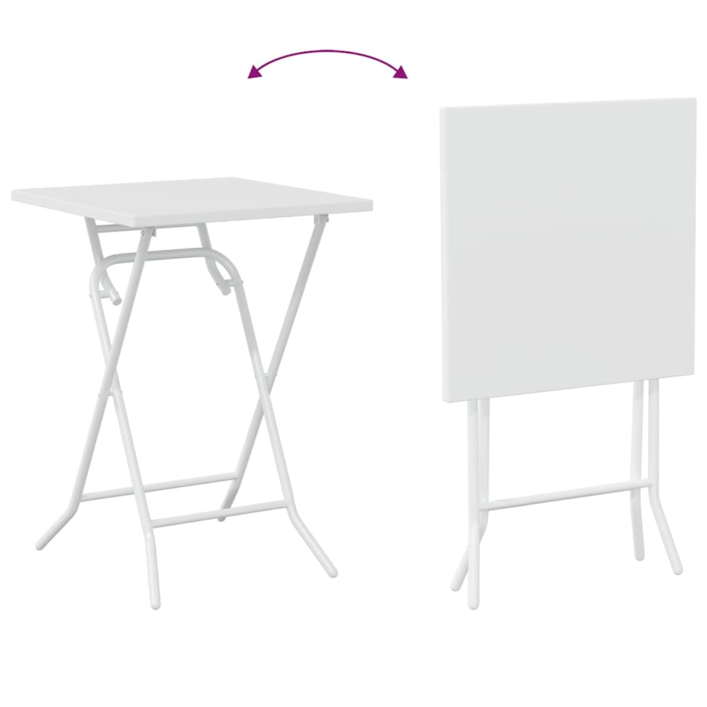 Garten Bistro Set 3 Stk. Weiß Stahl