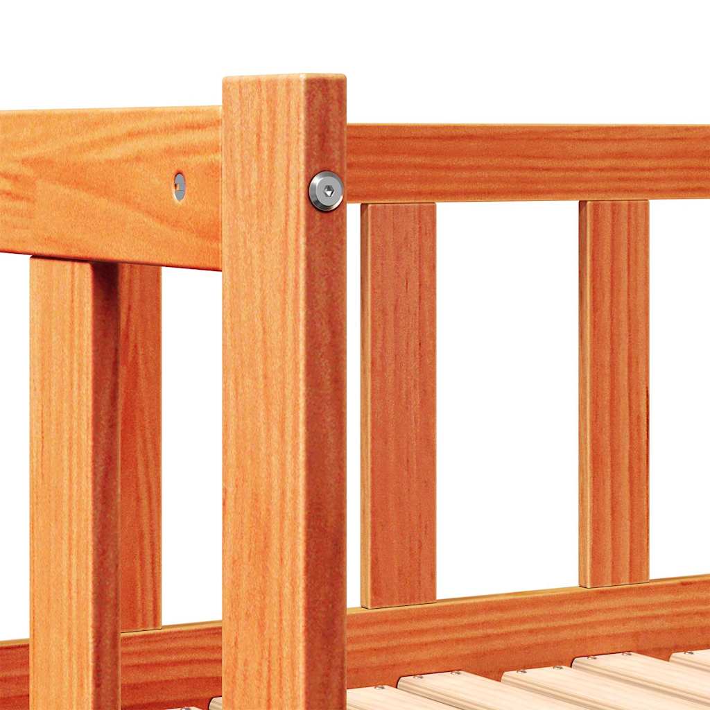 Tagesbett mit Ausziehbett Wachsbraun 203,5 x 184 x 66 cm