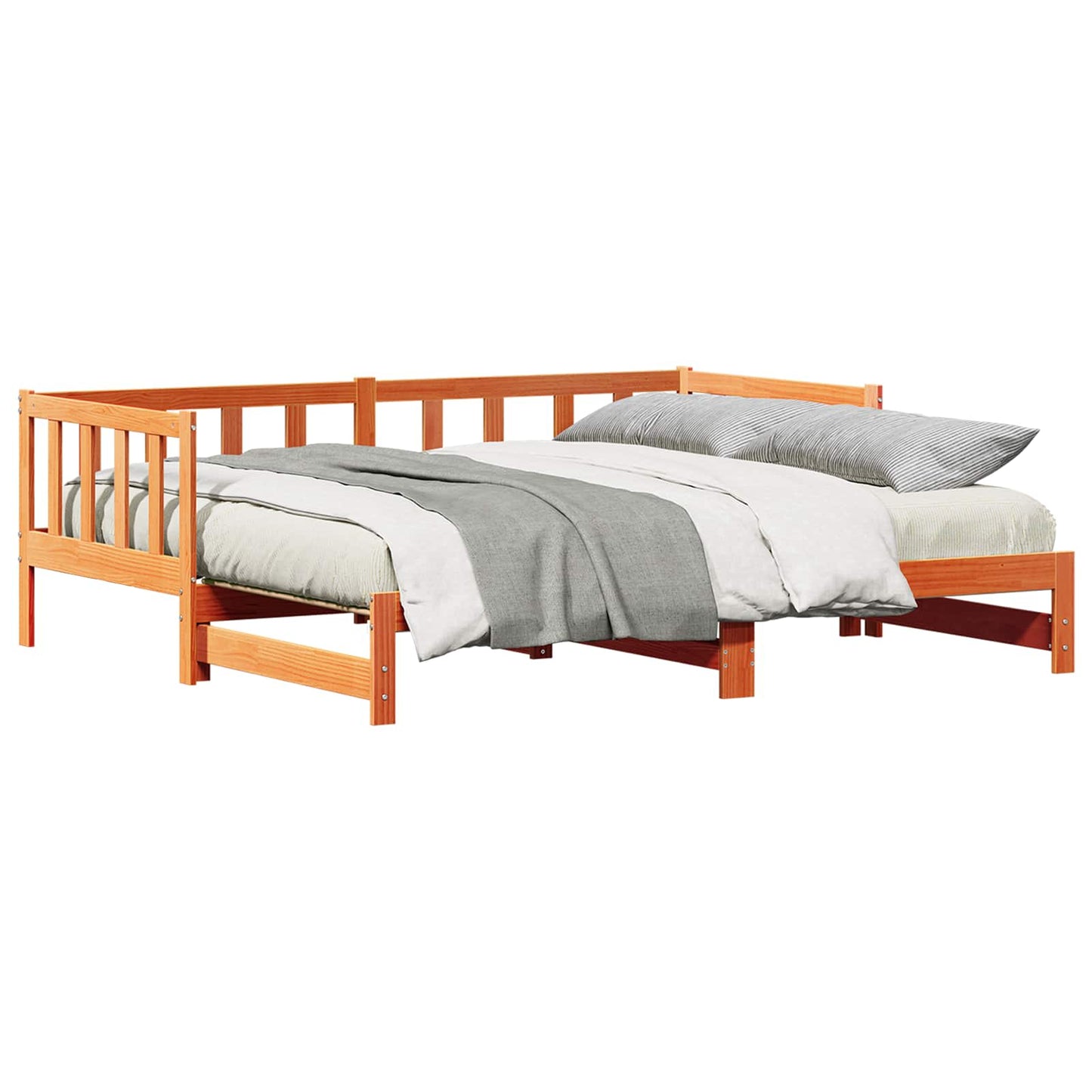 Tagesbett mit Ausziehbett Wachsbraun 203,5 x 184 x 66 cm