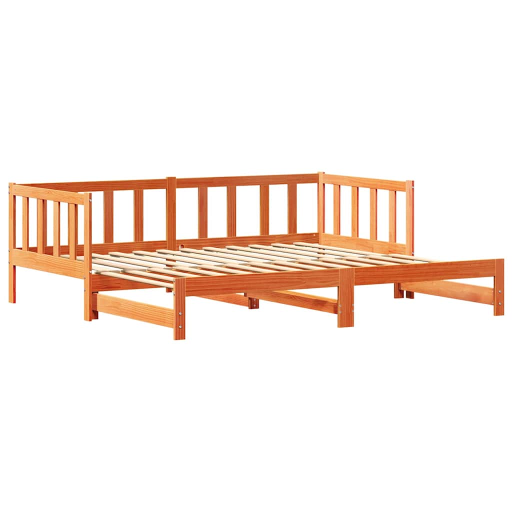 Tagesbett mit Ausziehbett Wachsbraun 203,5 x 184 x 66 cm