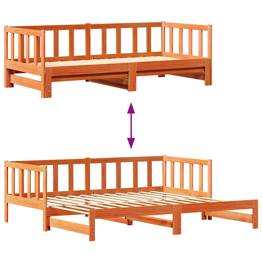 Ausziehbares Tagesbett Wachsbraun 193,5 x 184 x 66 cm