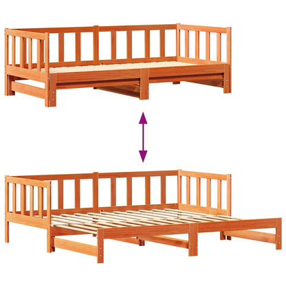 Ausziehbares Tagesbett Wachsbraun 193,5 x 184 x 66 cm