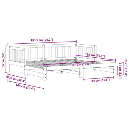 Ausziehbares Tagesbett Wachsbraun 193,5 x 184 x 66 cm