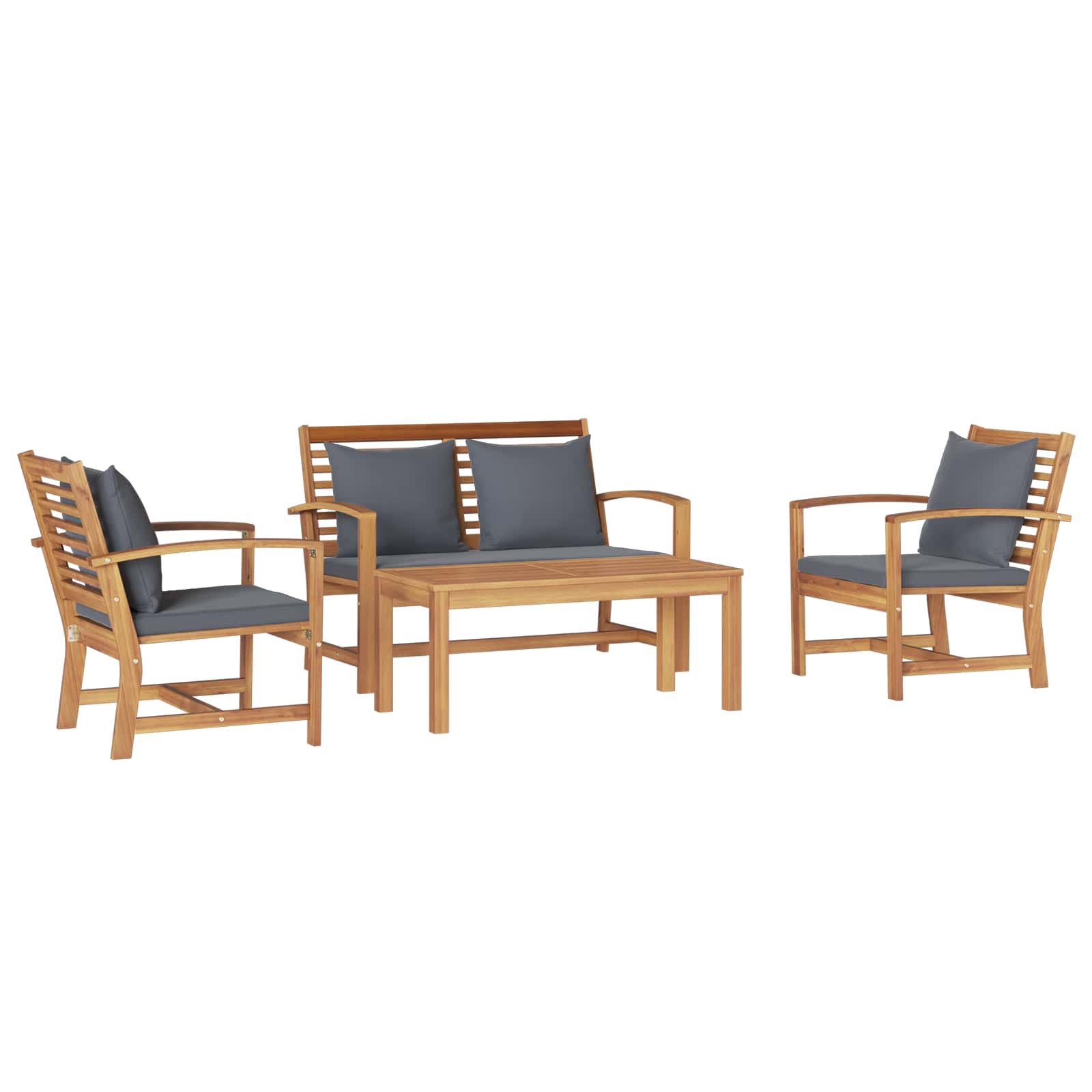 Gartensofa-set 4 pcs Natur Massivholz Teak