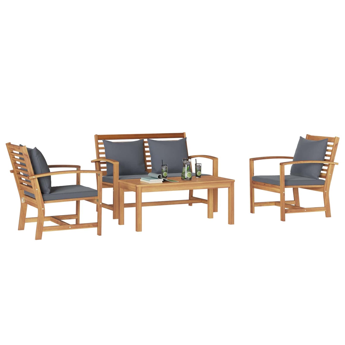 Gartensofa-set 4 pcs Natur Massivholz Teak