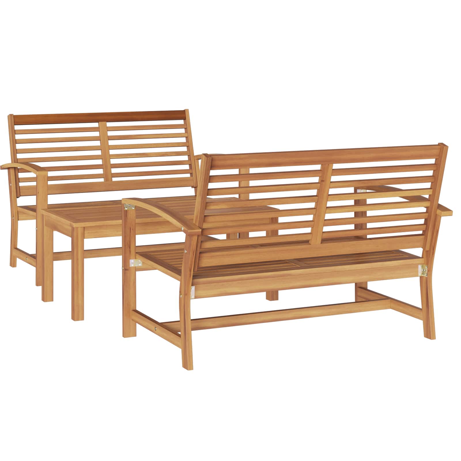 Gartensofa-set 3 stk. Natur Massives Teakholz