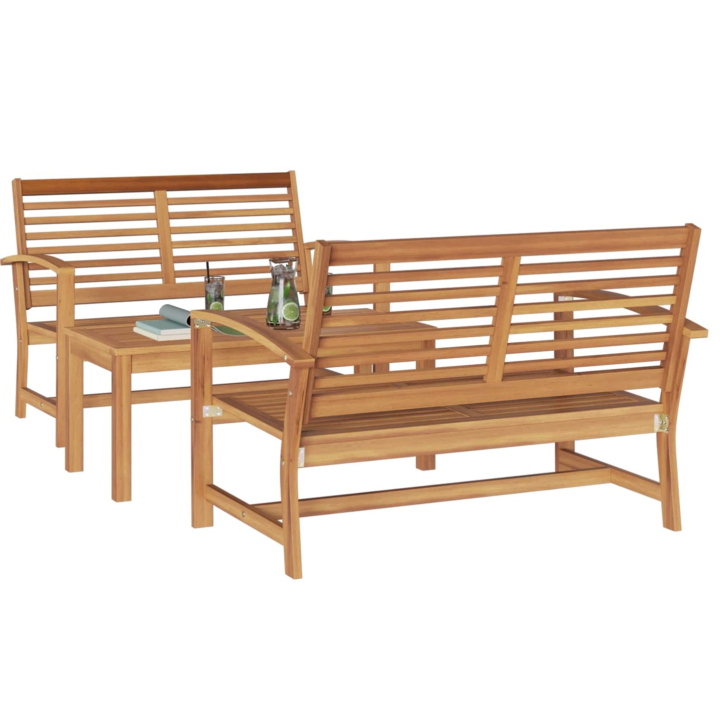 Gartensofa-set 3 stk. Natur Massives Teakholz