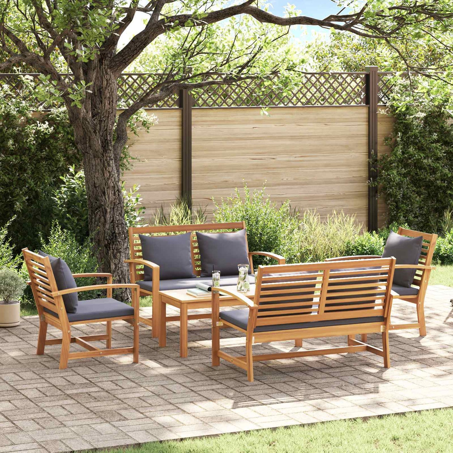 Gartensofa-set 5 stk. Natur Massives Teakholz