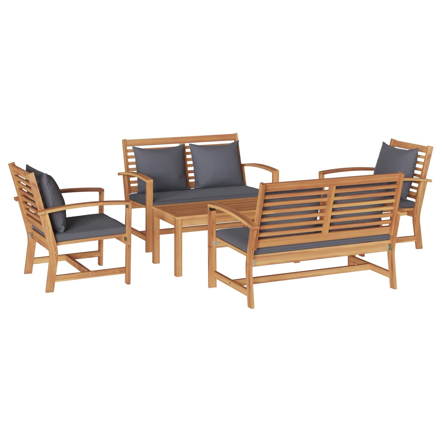 Gartensofa-set 5 stk. Natur Massives Teakholz