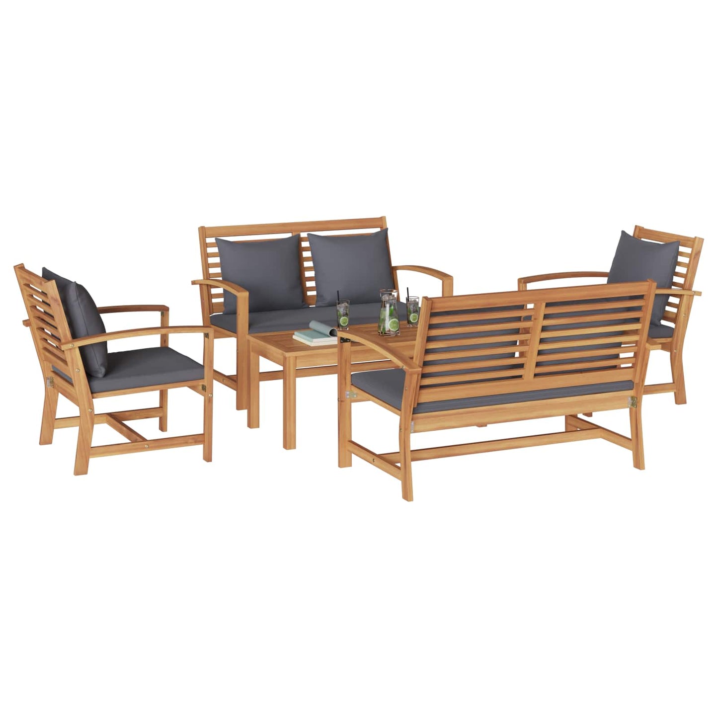 Gartensofa-set 5 stk. Natur Massives Teakholz