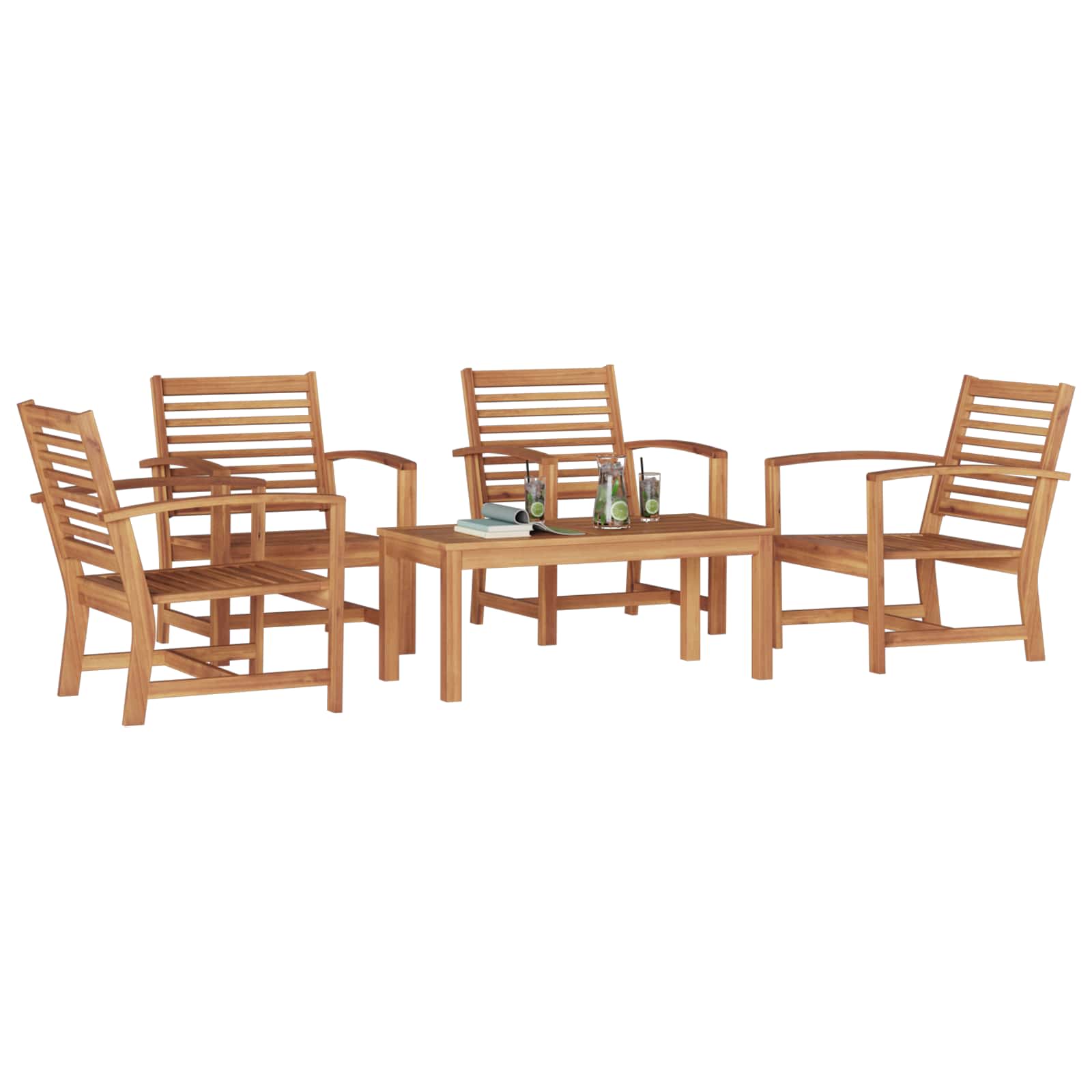 Gartensofa-set 5 pcs Natur Massivholz Teak
