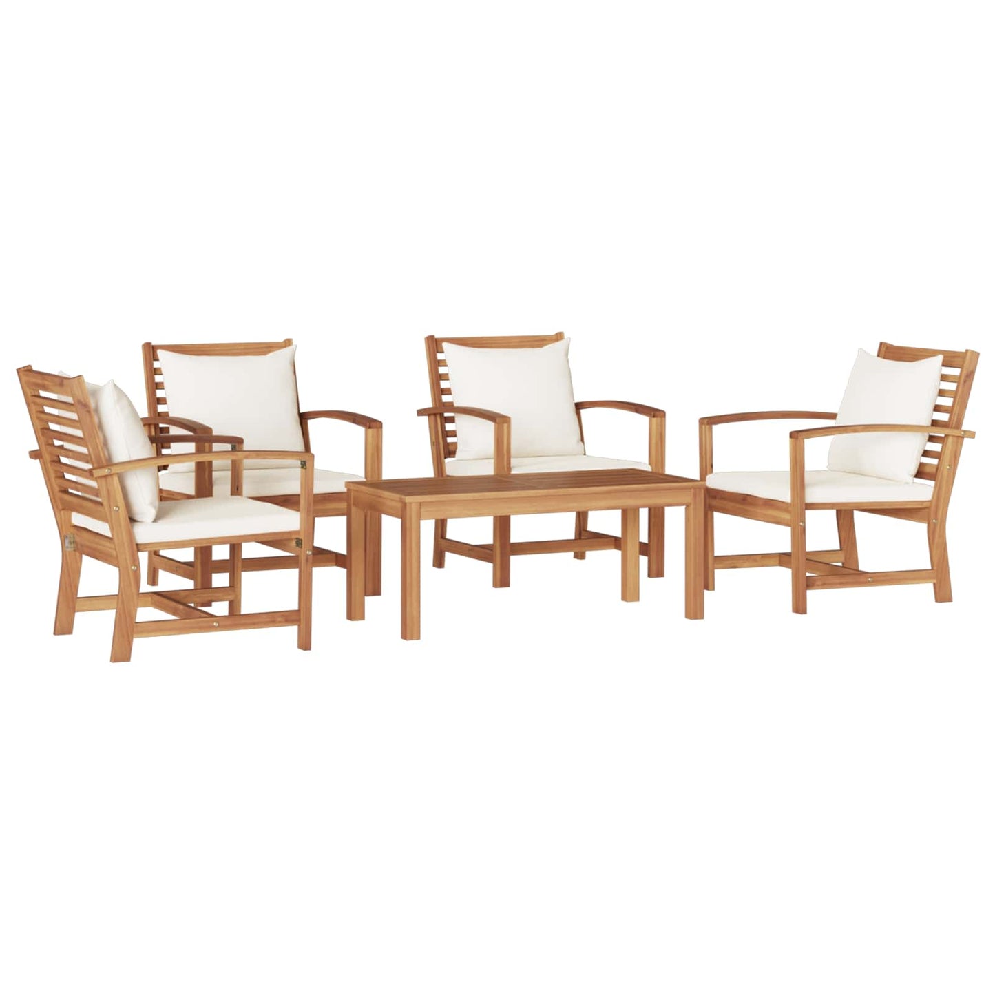 Gartensofa-set 5 Stk. Natur Massives Teakholz