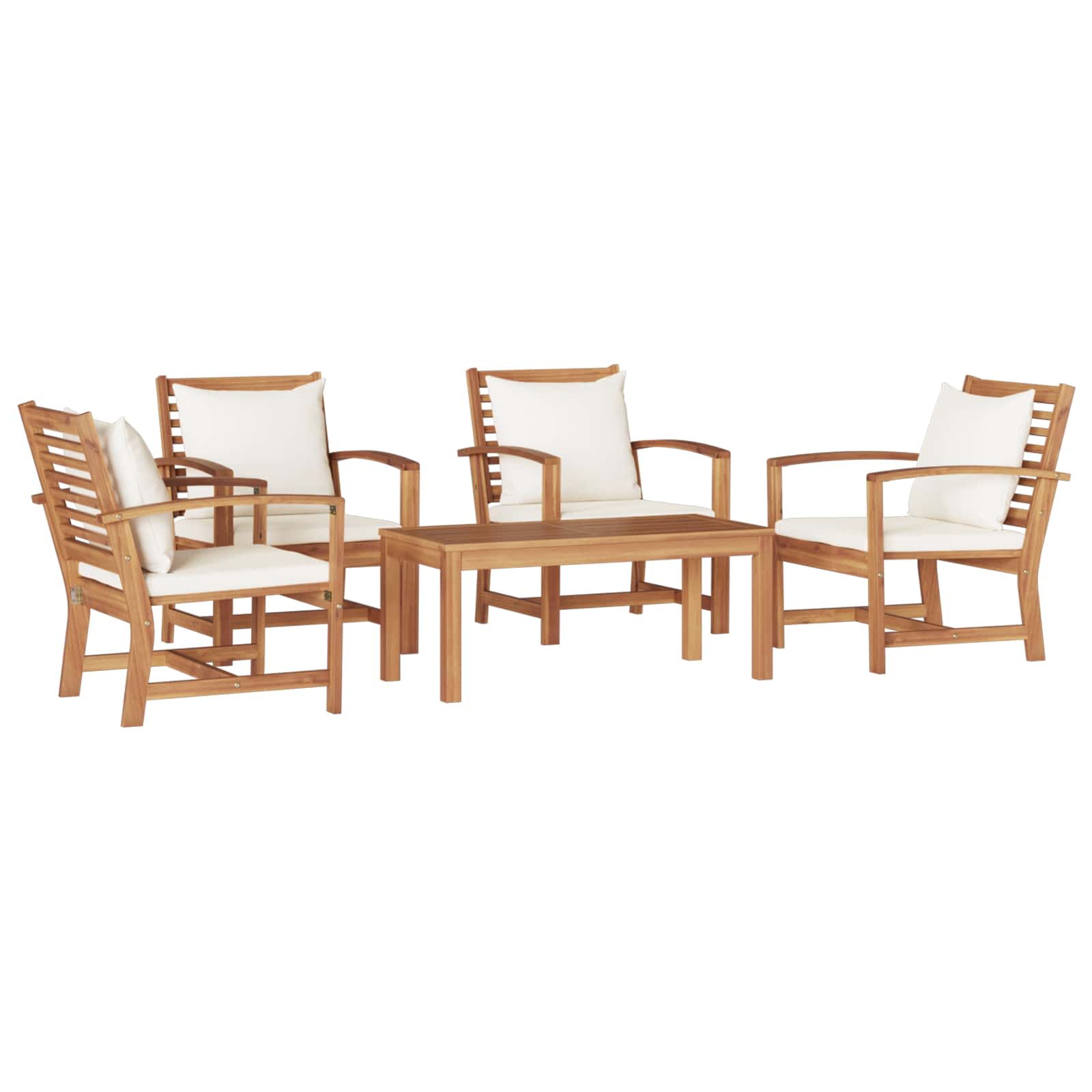 Gartensofa-set 5 Stk. Natur Massives Teakholz