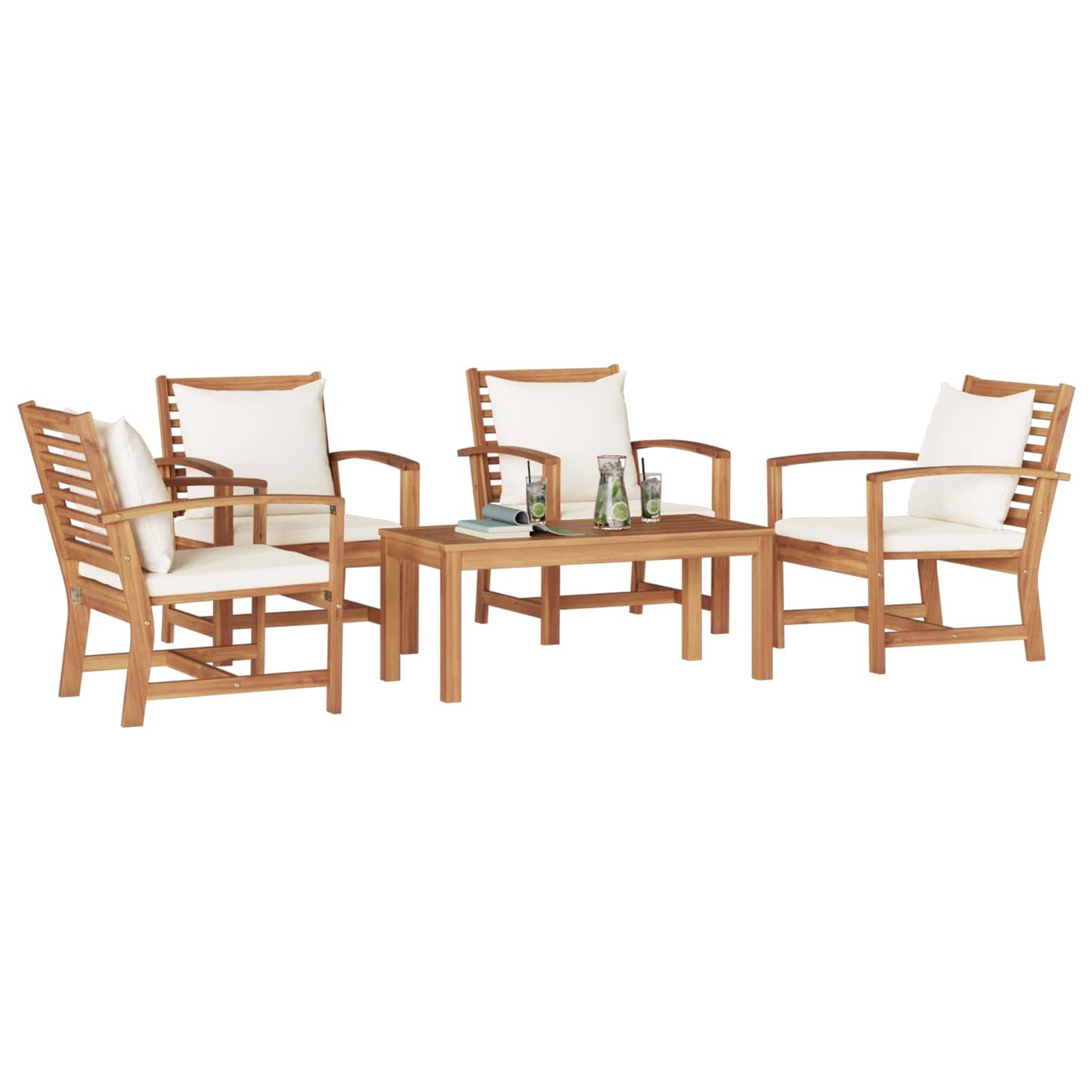 Gartensofa-set 5 Stk. Natur Massives Teakholz