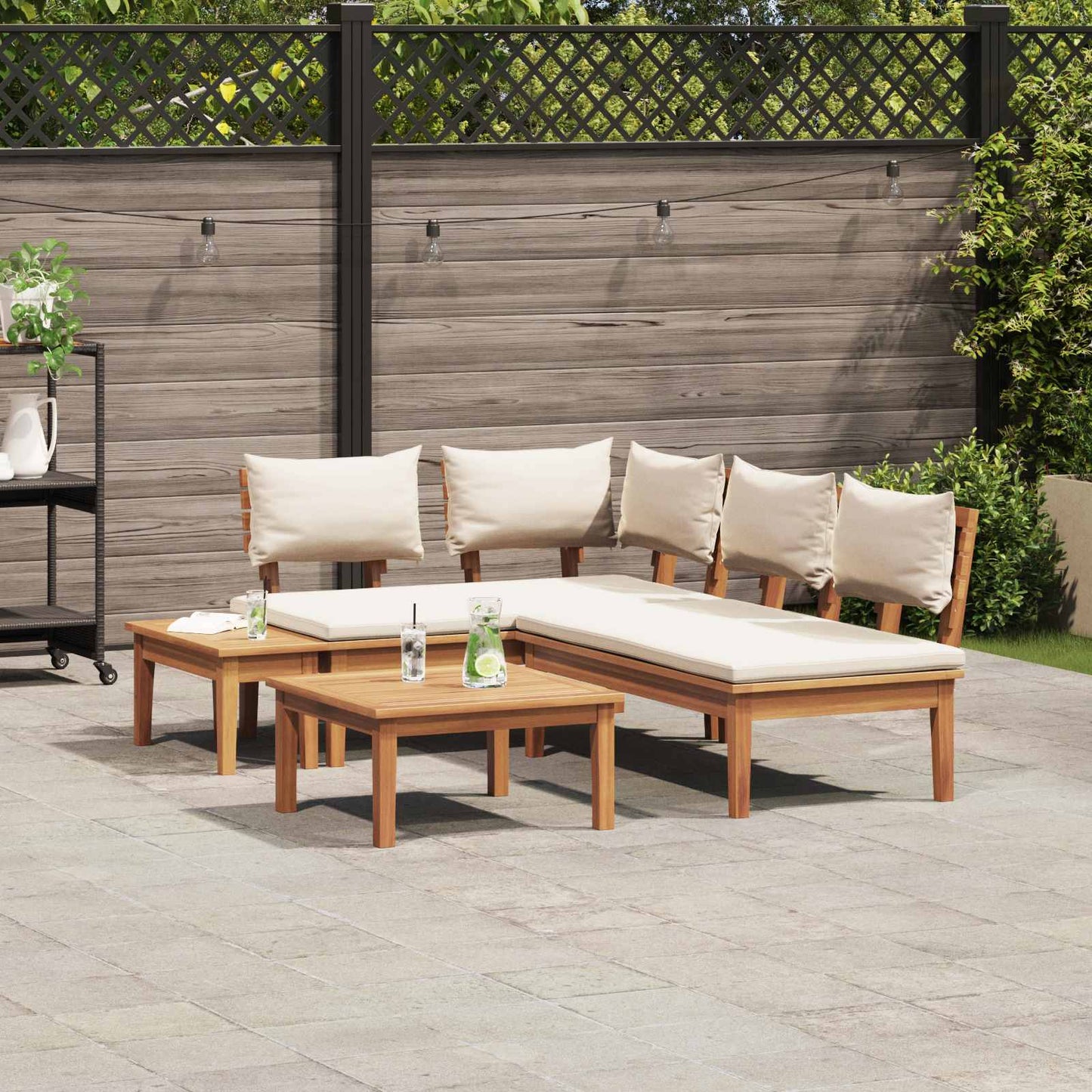 Gartensofa-set 4 stk. Braun und Creme