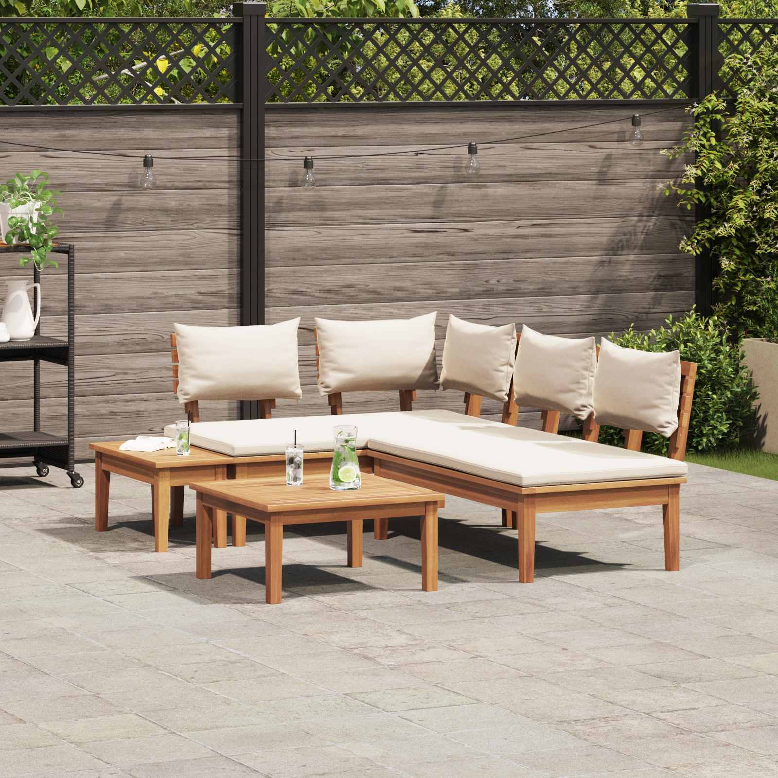 Gartensofa-set 4 stk. Braun und Creme