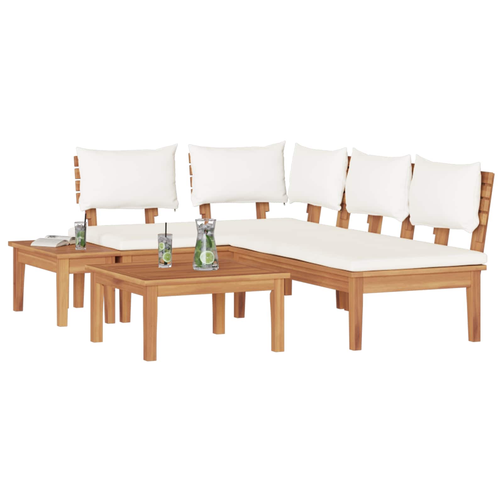 Gartensofa-set 4 stk. Braun und Creme