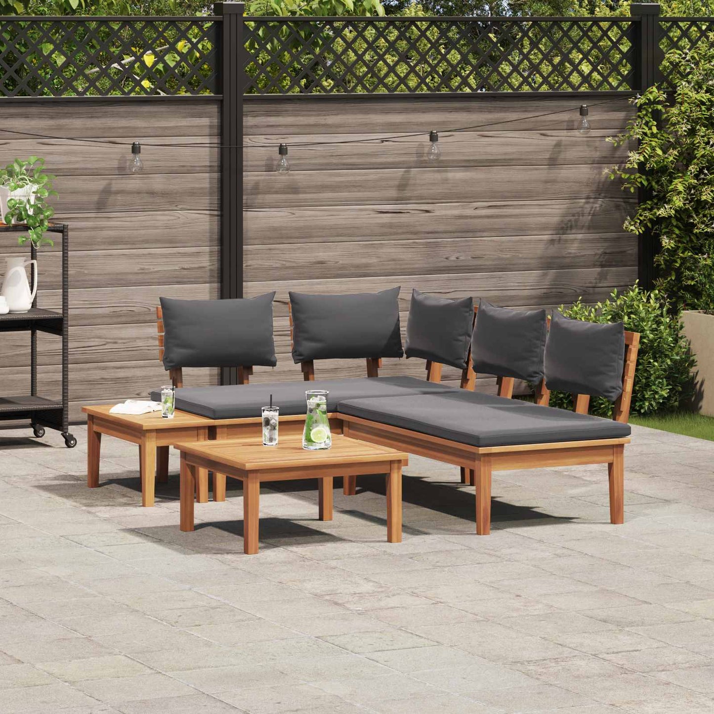 Gartensofa-set 4 Stk. Braun und Grau