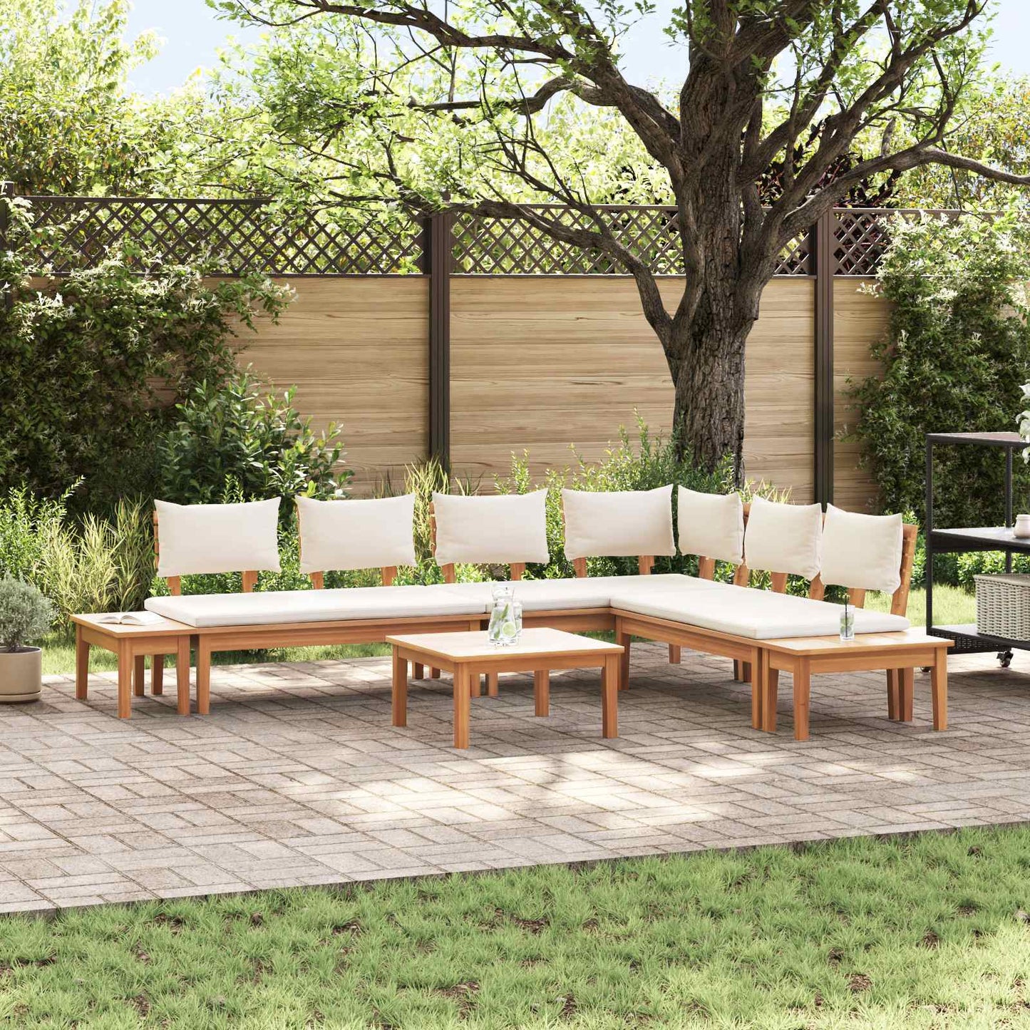 Gartensofa-set 4 stk. Braun und Creme